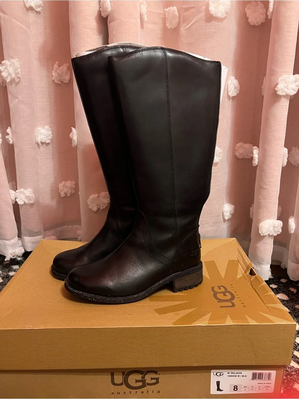 UGG Seldon Women's Tall Black Leather Riding Boots